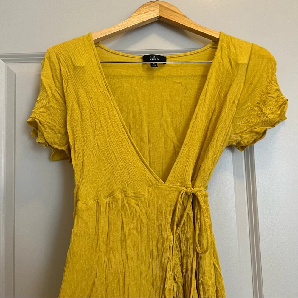 Lulu’s Yellow Wrap Maxi‎ Dress